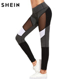 SHEIN Casual Leggings Women Fitness Leggings Color Block Autumn Winter Workout Pants New Arrival Mesh Insert Leggings - LEGGINGS 'N' THINGS