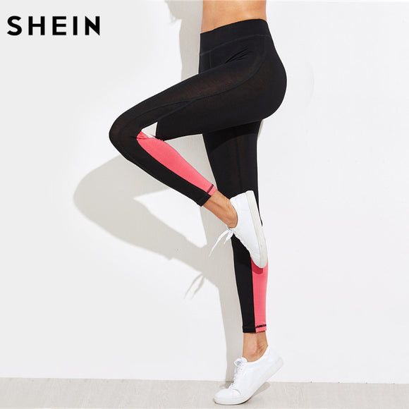 SHEIN Color Block Leggings Bottoms for Women Fitness Leggings Women Casual Womens Activewear 2017 Womens Fitness Pants - LEGGINGS 'N' THINGS