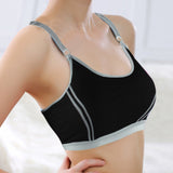 Women Lady Sports Yoga Athletic Solid Wrap Chest Strap Vest Tops Bra BK - LEGGINGS 'N' THINGS