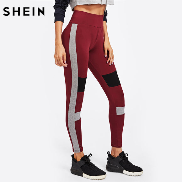 SHEIN Workout Leggings Color Block Cut and Sew Fall Leggings Activewear for Women Casual Fitness Womens Leggings Pants - LEGGINGS 'N' THINGS