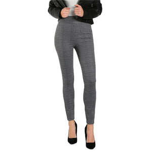 SHEIN Elasticized Waist Plaid Leggings Casual Winter Pants Women High Waist Leggings Grey Womens Leggings Pants - LEGGINGS 'N' THINGS