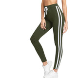 SHEIN Army Green Tape Side Sporty Leggings Women High Waist Drawstring Long Pants 2018 Spring Active Workout Leggings - LEGGINGS 'N' THINGS