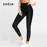 SHEIN Active High Waist Crop Leggings 2018 Fashion Black Stretchy Crop Plain Women Trousers New Arrival Casual Bottoms - LEGGINGS 'N' THINGS